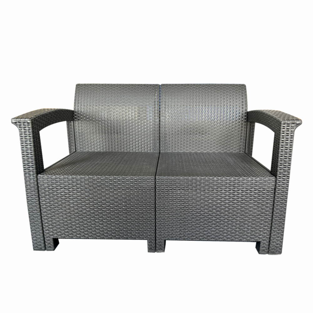 Set mobilier terasa/gradina tip ratan KLUGMEISTER KJF3132, canapea + doua fotolii + masa, culoare gri [2]