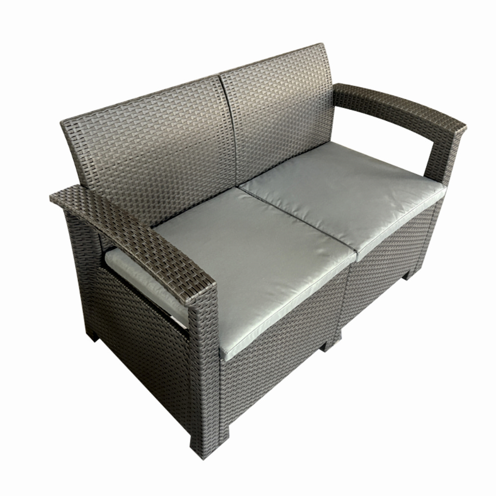 Set mobilier terasa/gradina tip ratan KLUGMEISTER KJF3132, canapea + doua fotolii + masa, culoare gri [3]