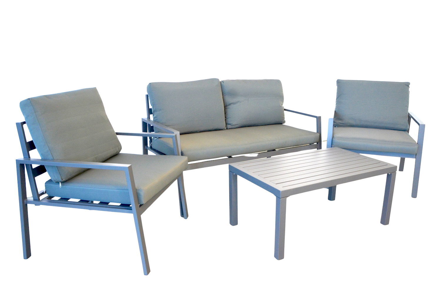 Set mobilier terasa/gradina KLUGMEISTER KJF206, doua fololii + canapea + masuta, cu perne incluse, culoare gri [4]