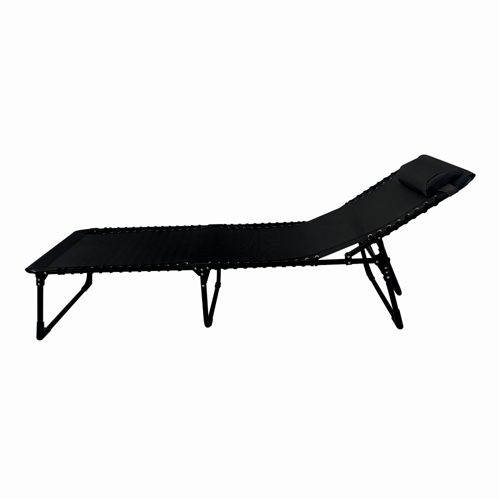 Sezlong pliabil din otel 189x59x34 cm din otel si fir textilene MESTERINO KJF3797, culoare neagra [2]