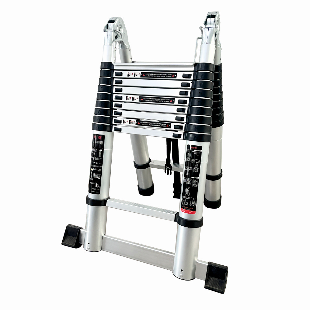 Scari aluminiu / otel - Scara telescopica din aluminiu cu balama MESTERINO TOOLS JL-102-2X3.1, 3.1+3.1 metri, 2x10 trepte, greutate maxima 150 kg