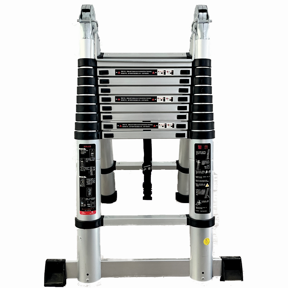 Scara telescopica din aluminiu cu balama MESTERINO TOOLS JL-102-2X3.1, 3.1+3.1 metri, 2x10 trepte, greutate maxima 150 kg [1]