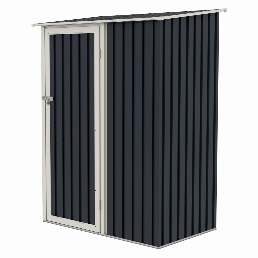 Casuta / magazie de gradina premium metalica, MESTERINO Joy-A, Gri/Bej, dimensiuni 143x89x186 cm, cu usa cu balama si baza metalica [1]