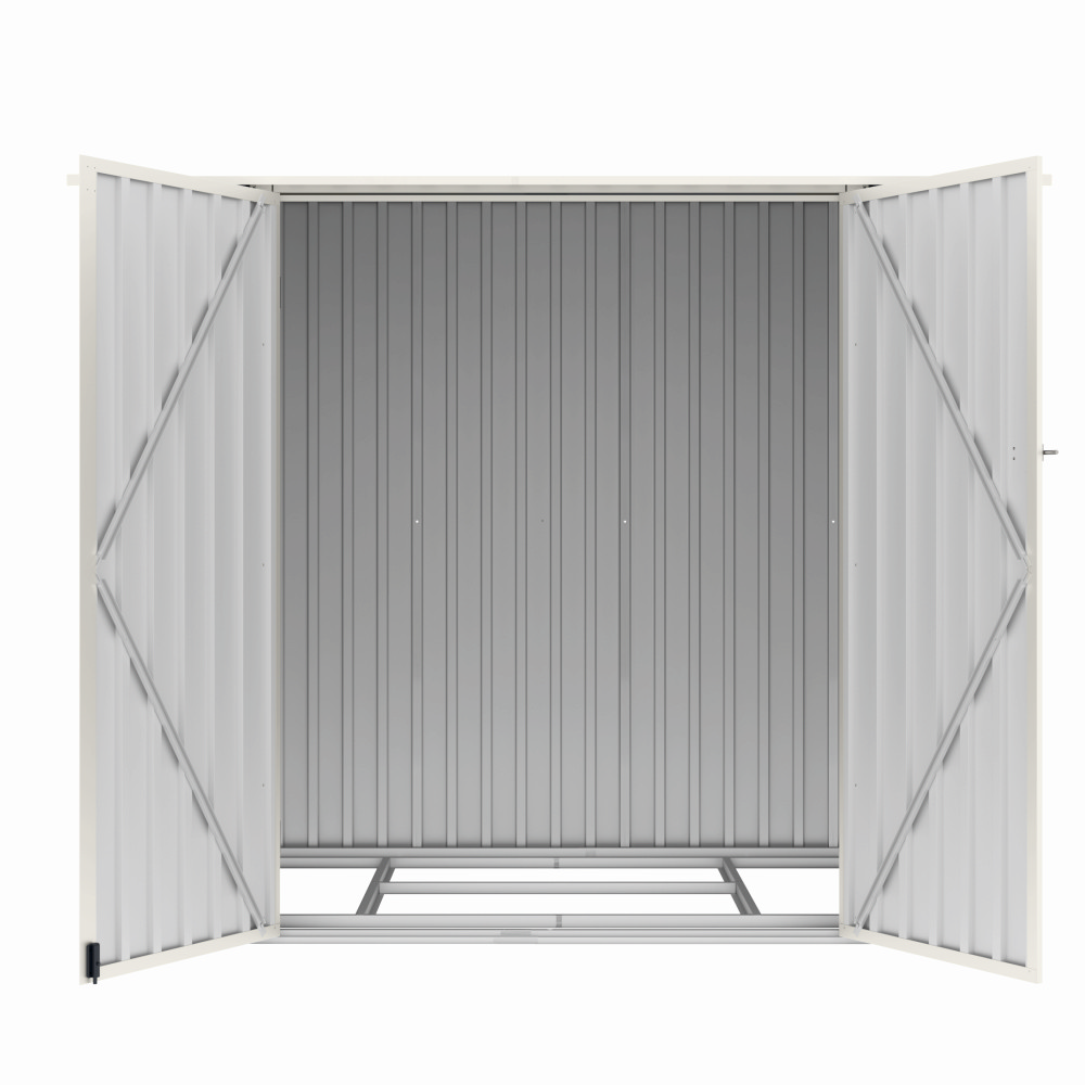 Casuta / magazie de gradina premium metalica, MESTERINO Joy-B, Gri/Bej, dimensiuni 222x149x194 cm, cu usi cu balama si baza metalica [3]