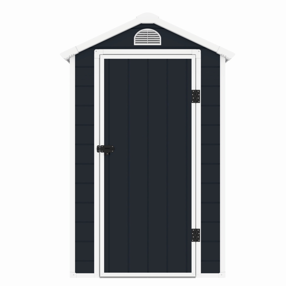 Casute pentru gradina - Casuta / magazie de gradina premium, panel plastic si ranforsare metal, MESTERINO AVE-A, Gri/Bej, dimensiuni 134x104x204 cm, usa cu balama, baza metalica