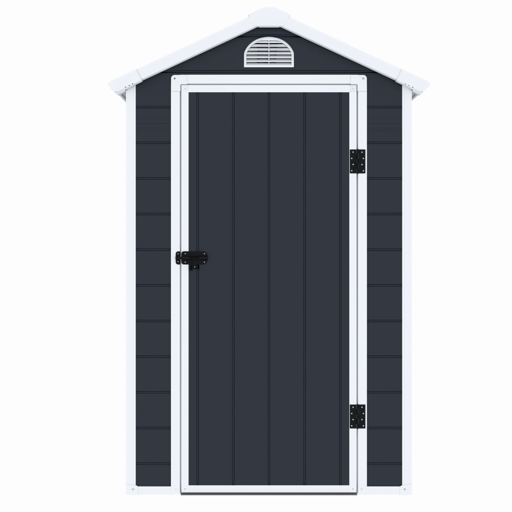 Casute pentru gradina - Casuta / magazie de gradina premium, panel plastic si ranforsare metal, MESTERINO AVE-B, Gri/Bej, dimensiuni 134x192x204 cm, usa cu balama, baza metalica