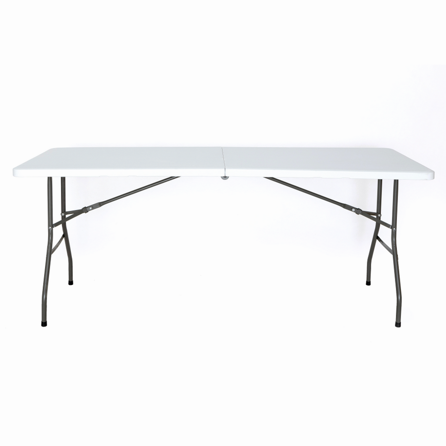 Set masa pliabila 4 persoane din otel cu HDPE 180x70x74 cm + doua banci pliabile din otel si HDPE 183x28x43cm, MESTERINO FURNITURE KJC2061-SET, culoare alba [2]