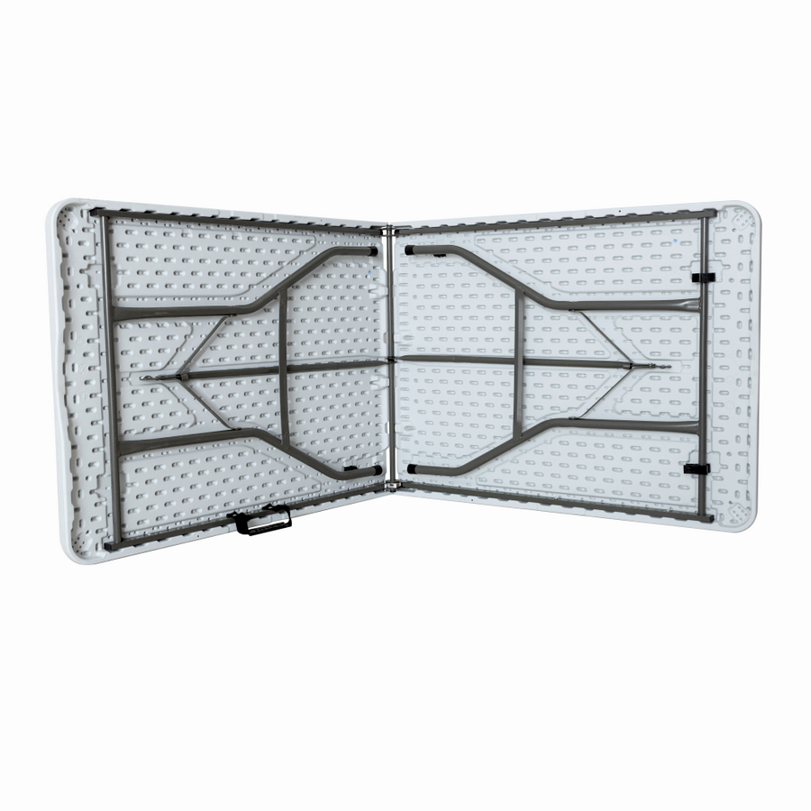 Set masa pliabila 4 persoane din otel cu HDPE 180x70x74 cm + doua banci pliabile din otel si HDPE 183x28x43cm, MESTERINO FURNITURE KJC2061-SET, culoare alba [5]