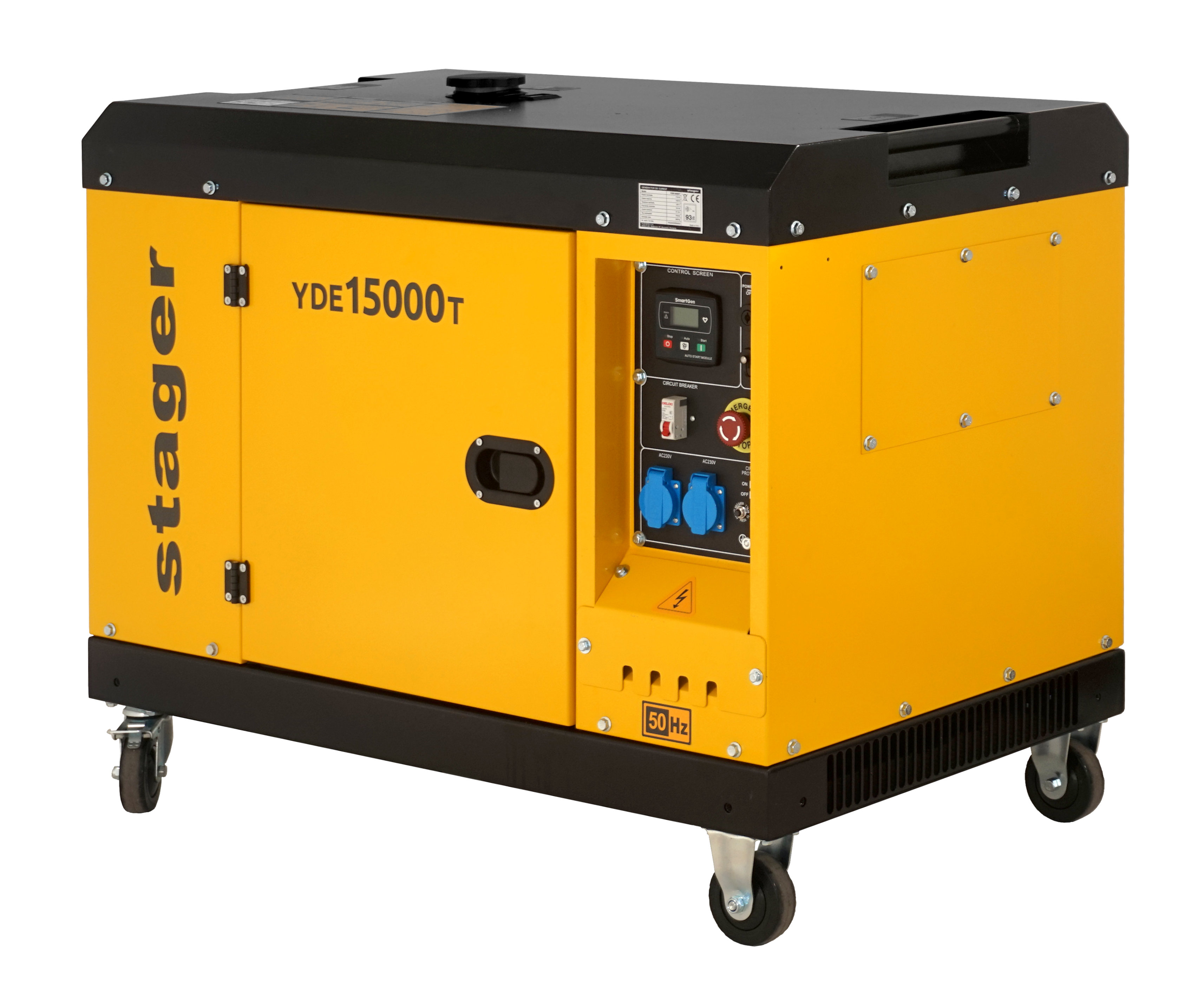 Generatoare insonorizate - Generator insonorizat Stager YDE15000T, 12kVA, 48A, monofazat, diesel, 3000rpm, pornire electrica