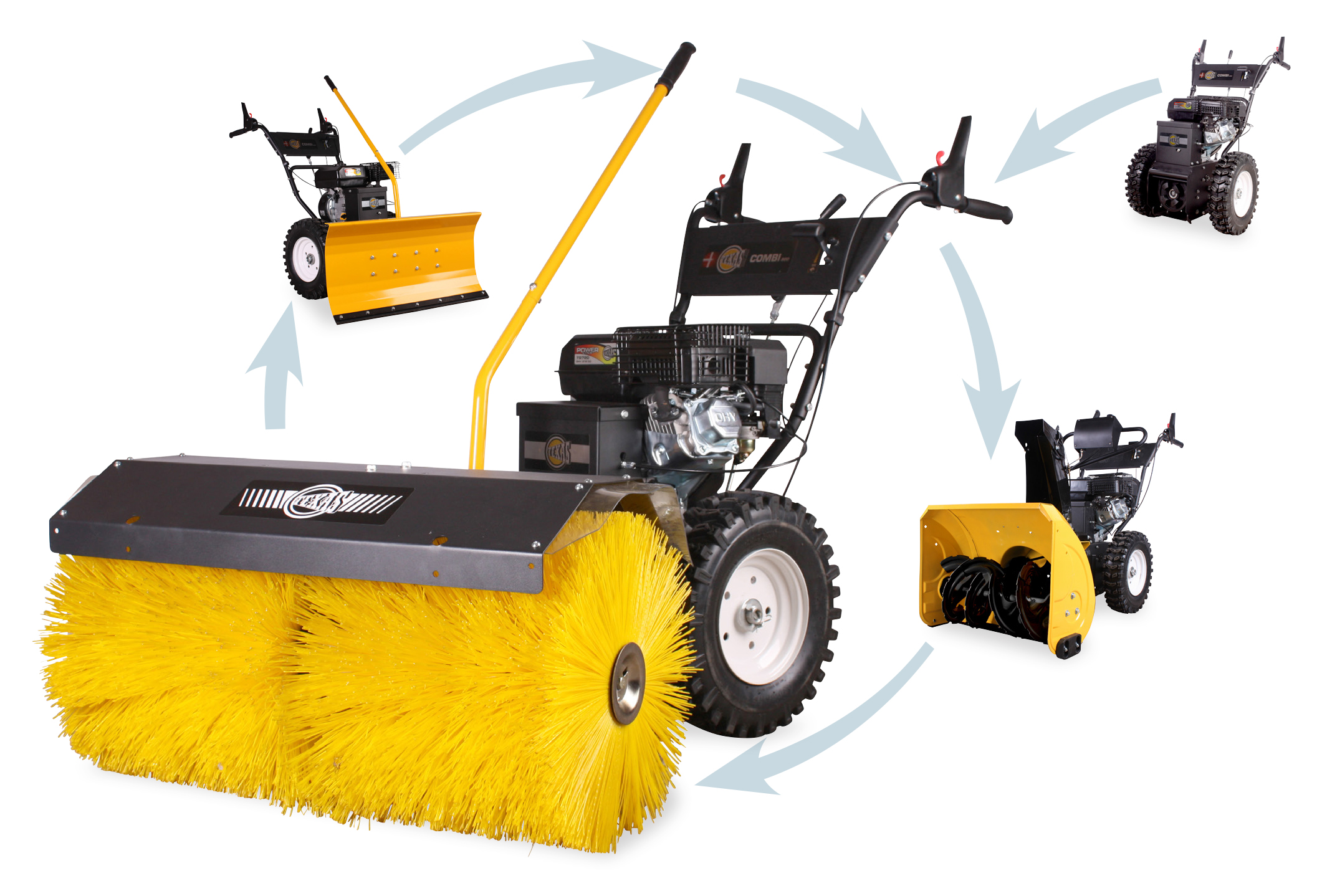 Maturi rotative - Texas Combi 800TG utilaj multifunctional pentru curatenie drumuri si spatii verzi, 5CP, 4+1, benzina, sfoara, fara accesorii incluse