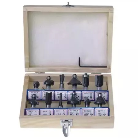 Import - Dedra Set 12 Freze pentru lemn, varf carbura, 8mm