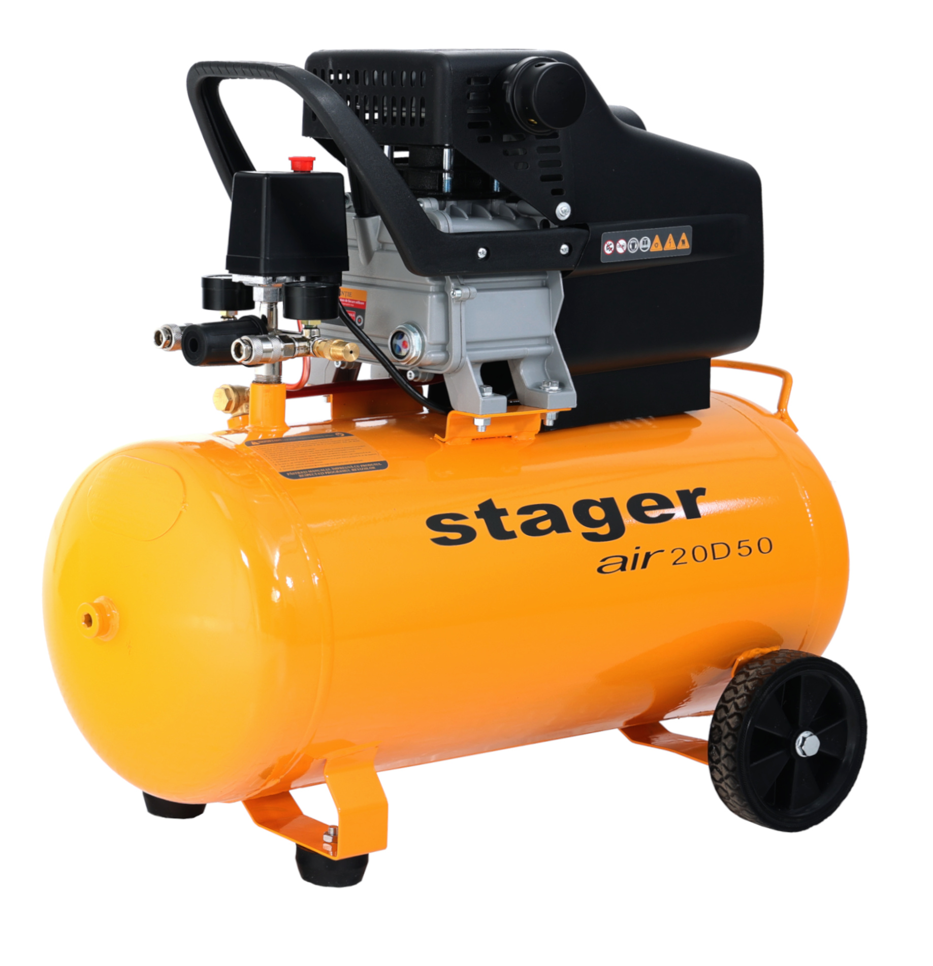 Compresoare angrenare directa - Stager Air 20D50 compresor aer, 50L, 8bar, 200L/min, monofazat, angrenare directa