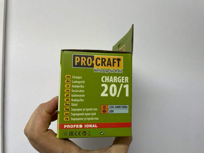 Încărcător ProCraft 20V pentru Acumulatori Li-Ion 4Ah, Protecție Completă și Încărcare Rapidă [6]