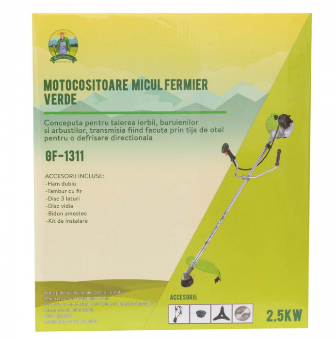 Set Motocoasa Micul Fermier GF-1311, 3.4CP + Cap cultivator + Prasitoare + Cap Drujba [7]
