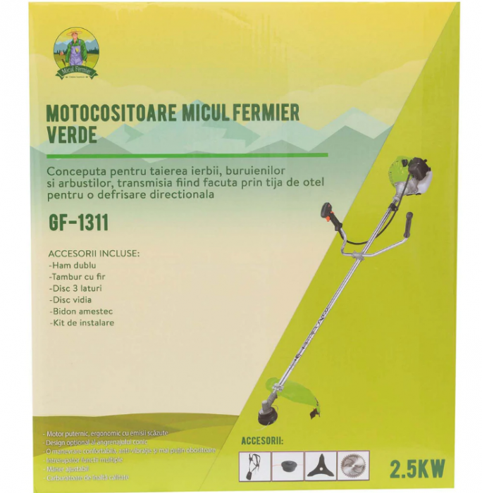 Set Motocoasa Micul Fermier GF-1311, 3.4CP + Prasitoare + Cultivator, model nou [6]
