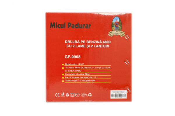 Drujba Micul Padurar 6800 GF-0908-S001-G01, 2 Lame, 2 Lanturi, 2KW, 52CC, 8500RPM [12]