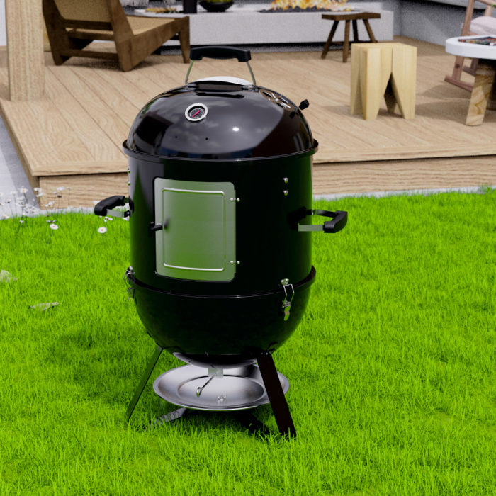 Afumatoare cu gratar pe carbuni KLUGMEISTER KY8560LD, material otel, diametru gratar 44 cm, dimensini 62x49x96 cm [4]