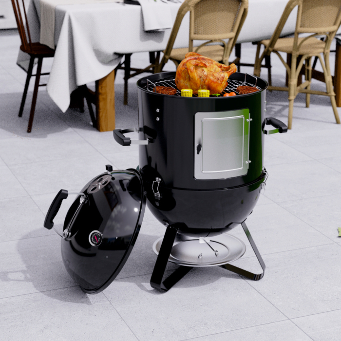 Afumatoare cu gratar pe carbuni KLUGMEISTER KY8560LD, material otel, diametru gratar 44 cm, dimensini 62x49x96 cm [5]