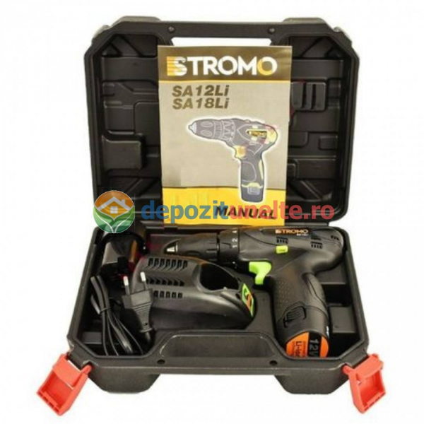Autofiletanta 2 Acumulatori STROMO SA-12Li, 12V, 10mm, 1300Rpm, Masina gaurit Insurubat [3]