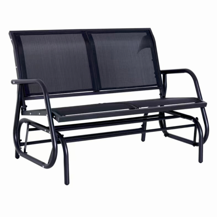 Banca pentru terasa/gradina din otel si plasa KLUGMEISTER KJF2379, dimensiuni 120x71x86 cm, culoare neagra [2]