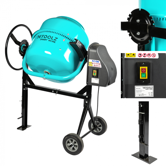 Betoniera, 230V, 1000W, coroana de fonta, capacitate 180L, DeToolz, DZ-C327 [4]