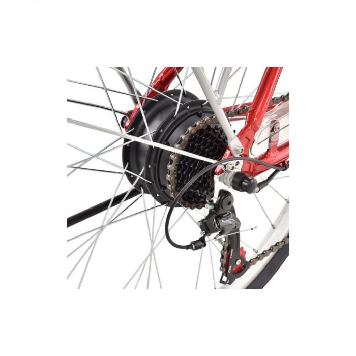 Bicicleta electrica Hecht prime red cu sasiu din aluminiu schimbator shimano acumulator 36 v [2]