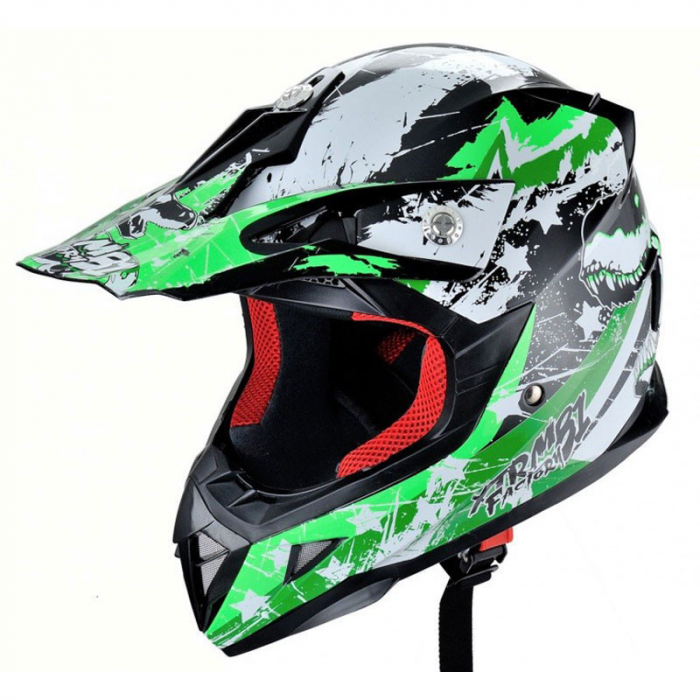 Casca moto ATV integrala Hecht 54915 design mozaic verde marimea l [1]