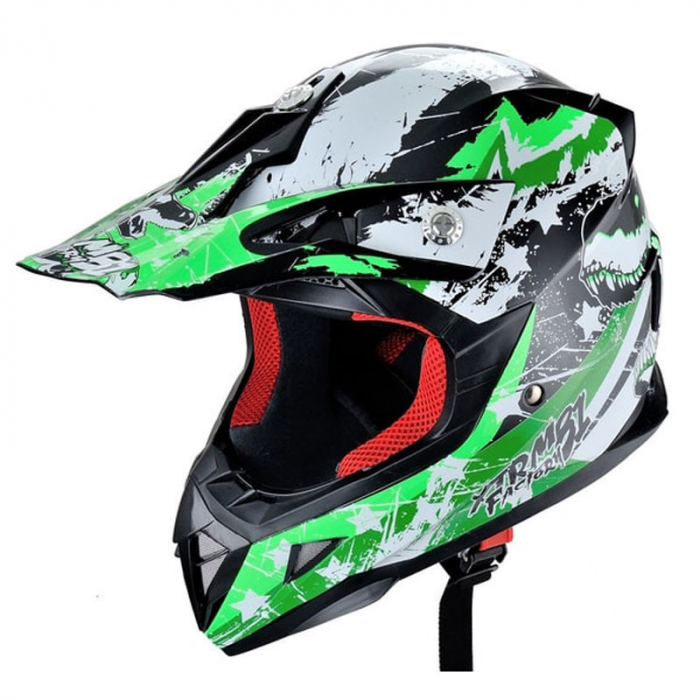 Casca moto ATV integrala Hecht 54915 design mozaic verde marimea m [1]