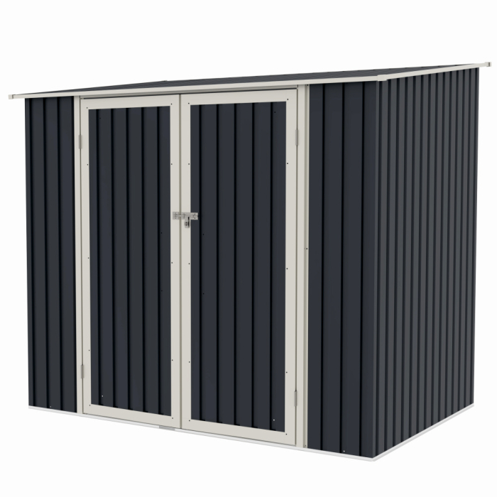 Casuta / magazie de gradina premium metalica, MESTERINO Joy-B, Gri/Bej, dimensiuni 222x149x194 cm, cu usi cu balama si baza metalica [3]