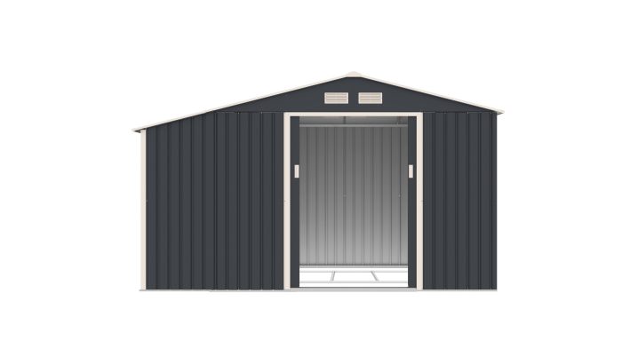 Casuta / magazie de gradina premium metalica, MESTERINO Luke B Gri/Bej, dimensiuni 342x191x202 cm, cu baza metalica [4]