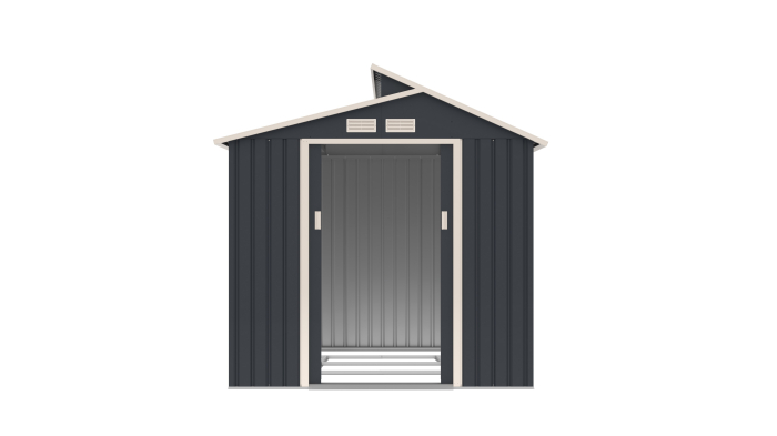 Casuta / magazie de gradina premium metalica, MESTERINO Oscar B Gri/Bej, dimensiuni 220x193x214 cm, cu baza metalica [3]