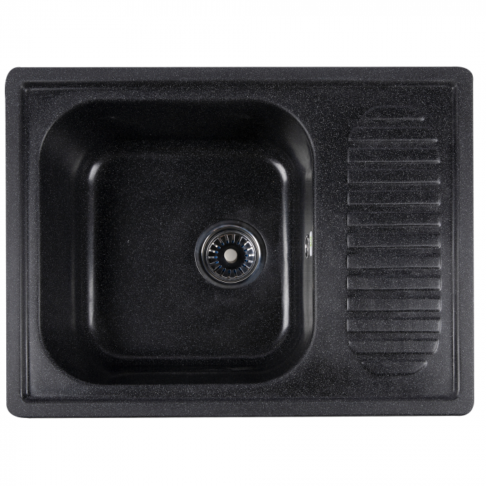 GF-2232 Chiuveta compozit dreptunghiulara neagra cu picurator 640x490mm [3]