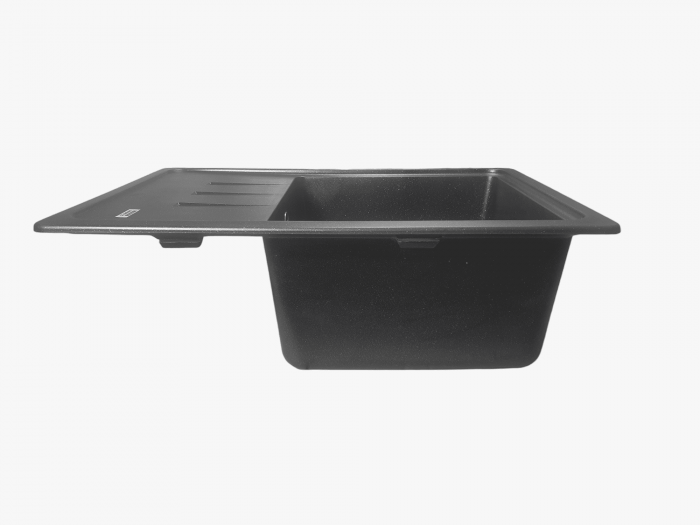 Chiuveta PREMIUM LIANA din compozit de granit pentru bucatarie NEGRU METALIC 620 x 430 mm, adancime cuva 190 mm, [2]