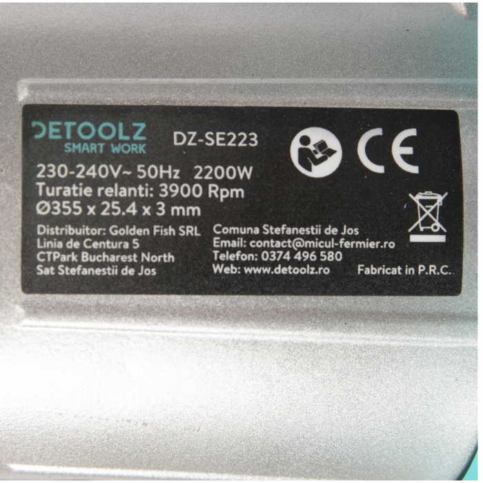 Circular debitat metal , 2200W, 3900rpm, Detoolz DZ-SE223 [7]