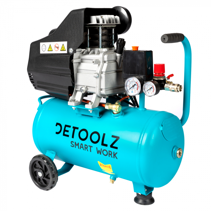 Compresor Detoolz 24L cu ulei, 1500 W, debit 160L/min, 8 bar, 2 prize de aer [14]