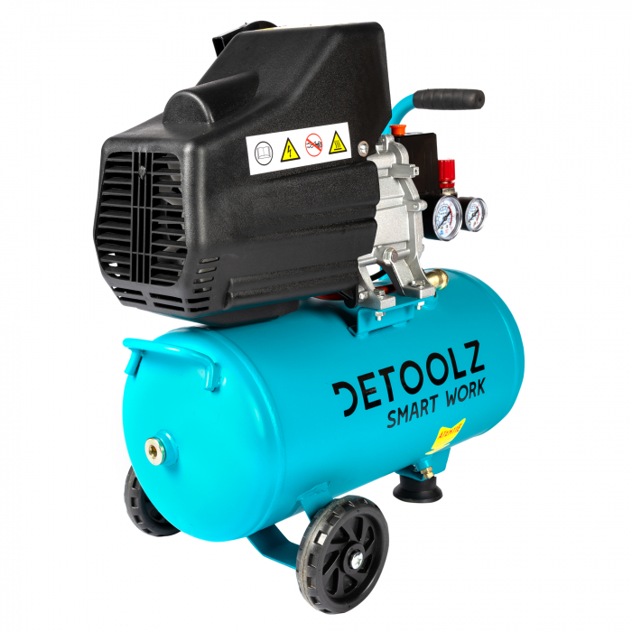 Compresor Detoolz 24L cu ulei, 1500 W, debit 160L/min, 8 bar, 2 prize de aer [8]