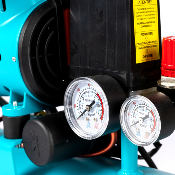 Compresor Detoolz 24L fara ulei, 1500 W, debit 154L/min, 8 bar, 2 prize de aer [16]