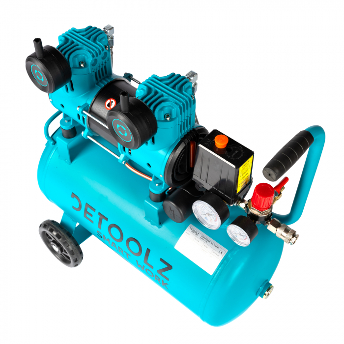 Compresor Detoolz 24L fara ulei, 1500 W, debit 154L/min, 8 bar, 2 prize de aer [10]
