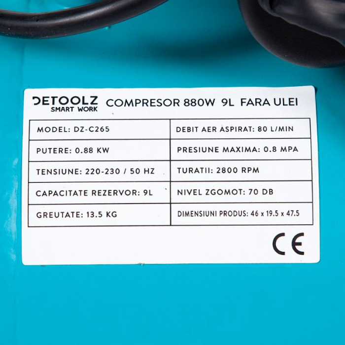 DZ-C265 Compresor fara ulei  880W, 9L [5]
