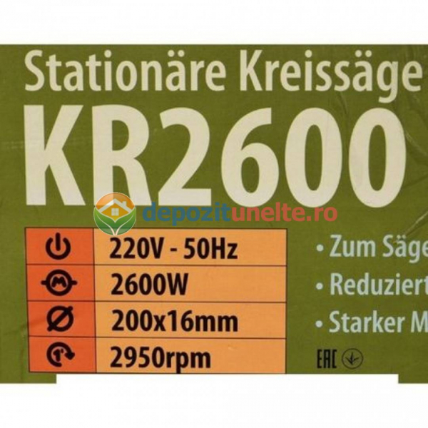 Fierastrau circular stationar 2600W, 200X16mm, PROCRAFT KR2600, cu masa, Model 2019 [7]