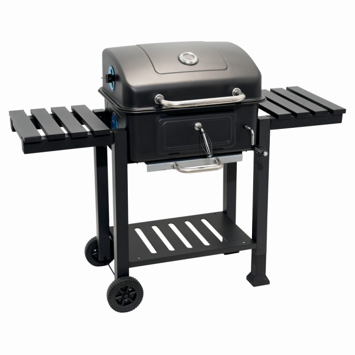 Gratar pe carbuni KLUGMEISTER FT01-017, material otel (husa inclusa), cu tava pentru cenusa, capac si roti de deplasare, suprafata gatire 54x43 cm [3]