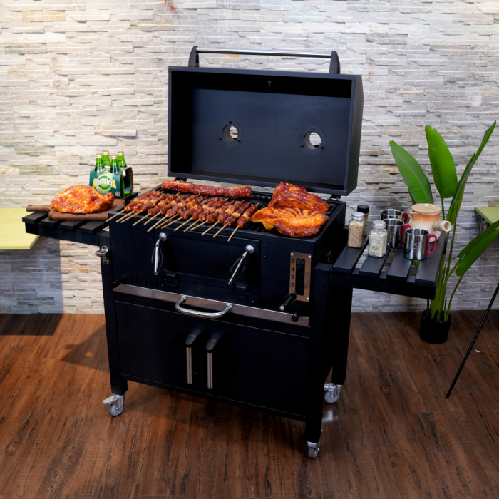 Gratar pe carbuni KLUGMEISTER FT01-070, material otel (husa inclusa), cu capac si roti de deplasare, suprafata gatire 72x43 cm [4]