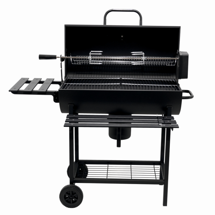 Gratar pe carbuni KLUGMEISTER KY1813D, material otel, cu capac si roti deplasare, cu rotisor, suprafata gatire 71x35 cm [2]