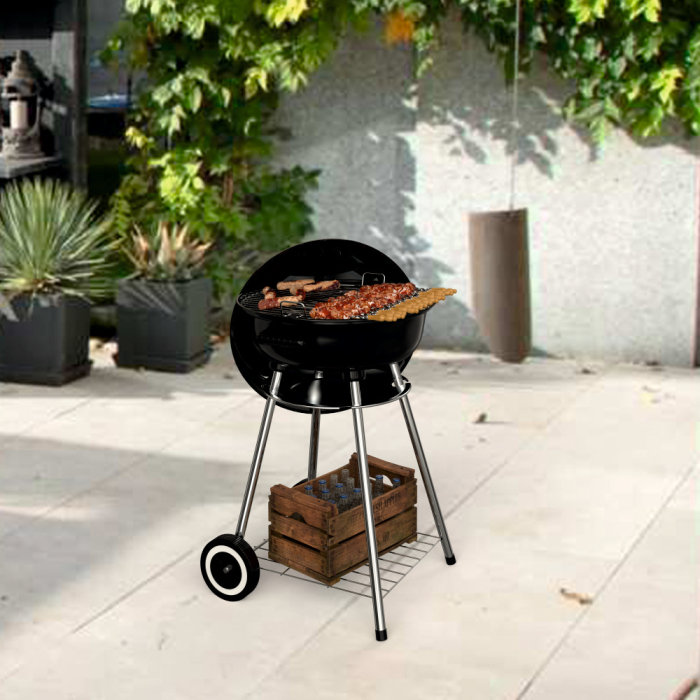 Gratar pe carbuni KLUGMEISTER KY22018A, material otel, cu capac si roti de deplasare, diametru gatire 54 cm, inaltime gatire 78 cm [4]