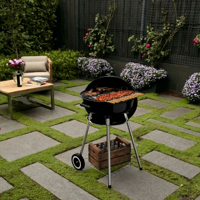 Gratar pe carbuni KLUGMEISTER KY22018A, material otel, cu capac si roti de deplasare, diametru gatire 54 cm, inaltime gatire 78 cm [5]