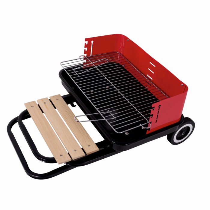 Gratar pe carbuni KLUGMEISTER KY28020F, material otel, cu roti deplasare, gratar detasabil, raft frontal, suprafata gatire 53x35 cm [3]