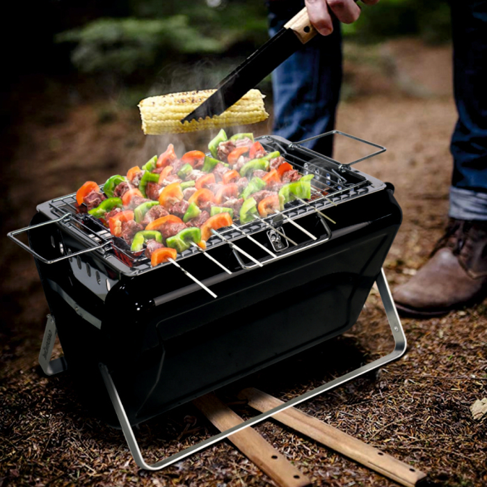 Gratar pe carbuni KLUGMEISTER KY3421, portabil tip valiza, material otel, suprafata gatire 33x20 cm [4]