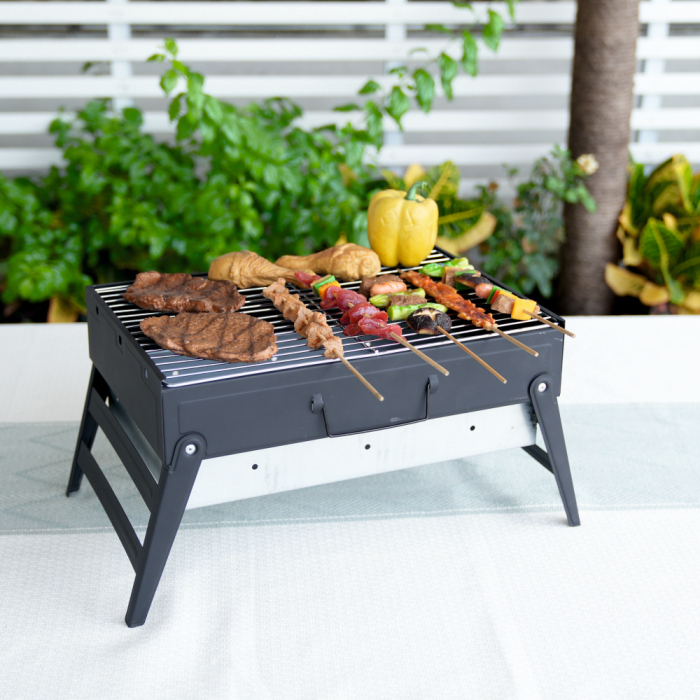 Gratar pe carbuni KLUGMEISTER KYCG02-B, material otel, inaltime gatire 24 cm, dimensini 43.5x29x24 cm [4]