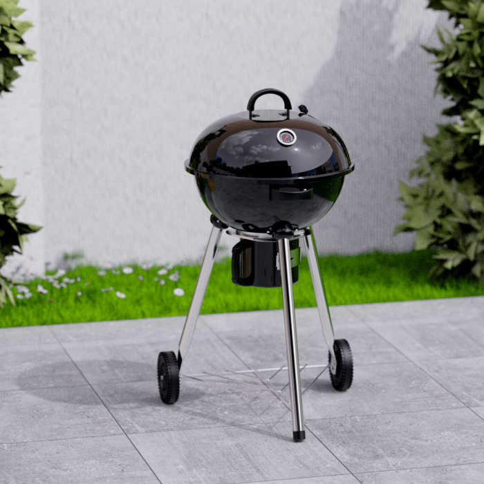 Gratar pe carbuni KLUGMEISTER YH22018K, material otel, cu capac si roti de deplasare, inaltime gatire 73 cm, dimensiuni 52x56x96 cm [4]