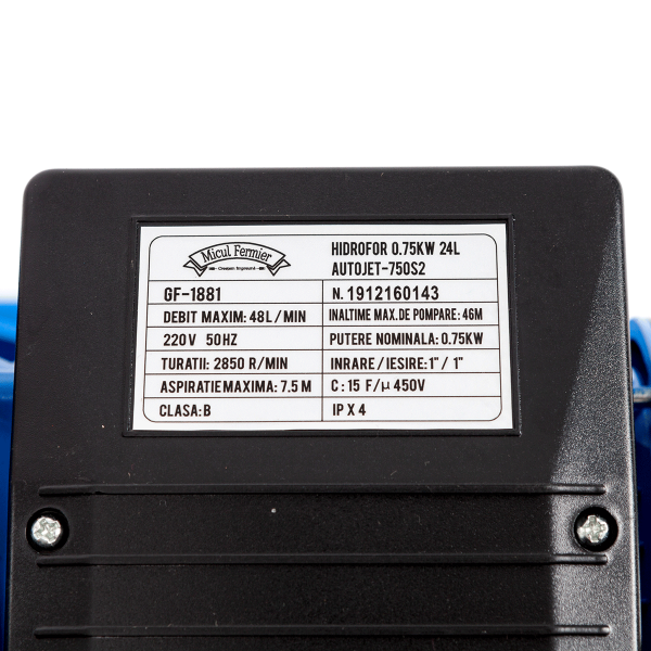 Hidrofor Micul fermier  autoamorsare 0,75KW 24L AUTOJET-750S2 GF-1881 [4]